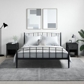 Bedside Cabinet Set of 2 Black Engineered wood, Iron Co...