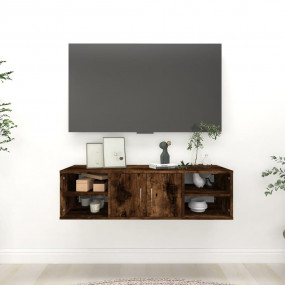 Wall Shelf Smoked Oak Engineered Wood Medium Wall Shelf