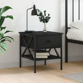 Bedside Table Black Engineered wood 15.7 in x 16.5 in x...