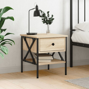 Bedside Table Sonoma oak Engineered wood, iron Standard