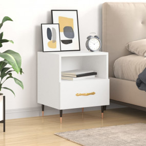 Bedside Cabinet White Engineered wood and metal Compact