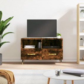 TV Cabinet Smoked Oak Engineered Wood TV Cabinet Rectan...