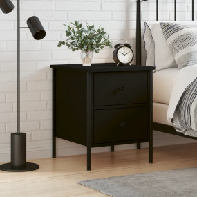 Bedside Cabinet Black Engineered Wood 15.7x16.5x19.7 in