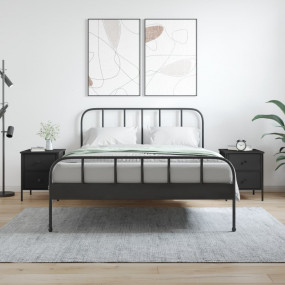Bedside Cabinet Set of 2 Black Engineered wood, iron Co...