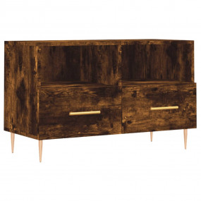 TV Cabinet Smoked Oak Engineered wood, Iron 31.5x14.2x1...