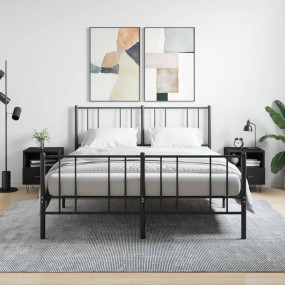 Bedside Cabinet Set of 2 Black Engineered wood, iron Co...