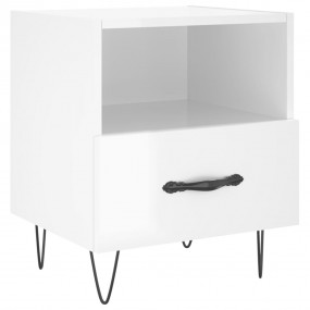 Bedside Cabinet High gloss white Engineered wood, iron