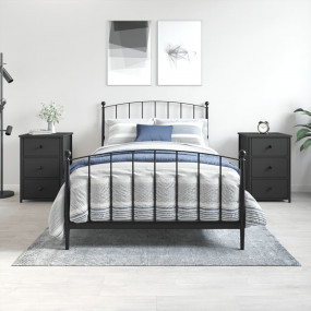 Bedside Cabinet Set of 2 Black Engineered wood, Iron Me...