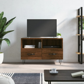TV Cabinet Brown oak Engineered wood, iron Standard TV ...