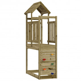 Play Tower With Rockwall Tough Natural Wood