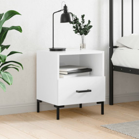 Bedside Cabinet High gloss white Engineered wood, iron ...