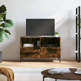 TV Cabinet Smoked Oak Engineered Wood, Iron Medium TV C...