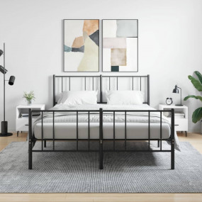 Bedside Cabinet Set of 2 White Engineered Wood, Iron, A...