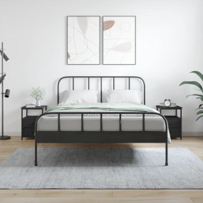 Bedside Cabinet Set of 2 Black Engineered wood, iron St...