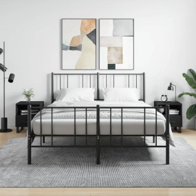Bedside Cabinet Set of 2 Black Engineered wood, Iron Me...