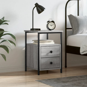 Bedside Cabinet Grey Sonoma Engineered wood, Iron Compa...