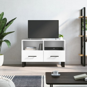 TV Cabinet High gloss white Engineered wood, Iron Mediu...