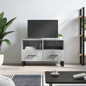 TV Cabinet Concrete Grey Engineered Wood Medium TV Cabi...