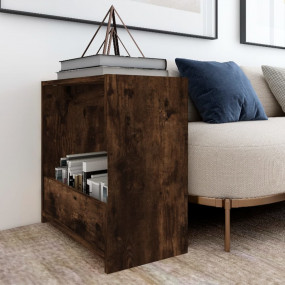 Side Table Smoked Oak Engineered Wood 19.7x10.2x19.7 in