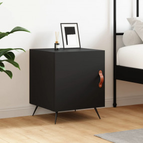 Bedside Cabinet Black Engineered wood with iron and PU ...