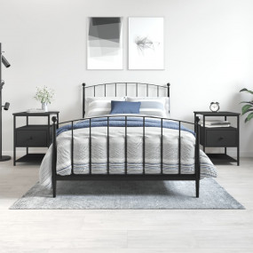Bedside Cabinet Set of 2 Black Engineered wood Medium