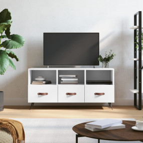 TV Cabinet White Engineered Wood Medium TV Cabinet Rect...