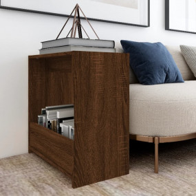 Side Table Brown Oak Engineered Wood 19.7x10.2x19.7 in ...