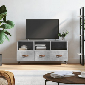 TV Cabinet Concrete Grey Engineered Wood, Iron Medium T...