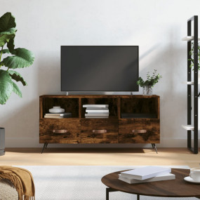 TV Cabinet Smoked oak Engineered wood, iron 40.2 x 14.2...