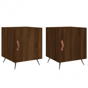 Bedside Cabinet Set of 2 Brown Oak