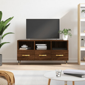 TV Cabinet Brown Oak Engineered Wood, Iron 40.2 x 14.2 ...