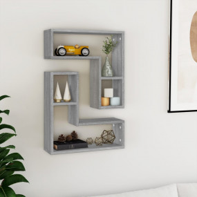 Wall Shelf Set of 2 Gray Sonoma Engineered Wood 19.7x5....