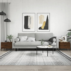 Coffee Table Set of 2 Brown Oak Engineered Wood Medium