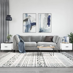 Coffee Table Set of 2 White Engineered wood, iron Compa...