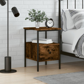 Bedside Cabinet Smoked oak Engineered wood, Iron