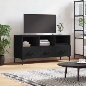 TV Cabinet Black Engineered wood, Iron Standard TV Cabi...