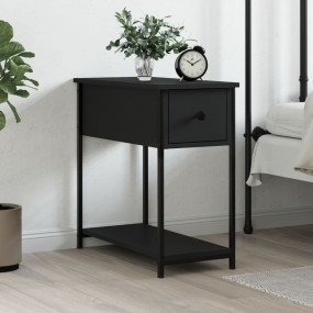Bedside Cabinet Black Engineered wood, iron Compact