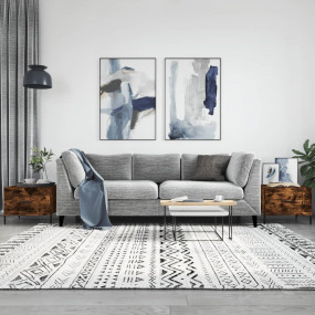 Coffee Table Set of 2 Smoked Oak Engineered Wood, Iron ...