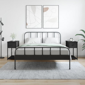 Bedside Cabinet Set of 2 Black Engineered wood, iron Co...
