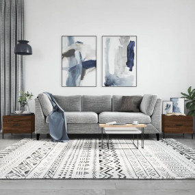 Coffee Table Set of 2 Brown Oak Engineered Wood, Iron
