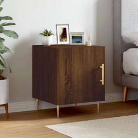 Bedside Cabinet Brown oak Engineered wood, Iron Compact