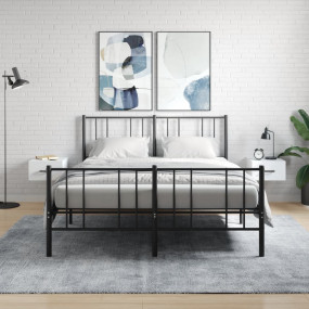 Wall-mounted Bedside Cabinet Set of 2 White Engineered ...