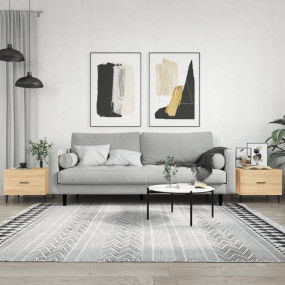 Coffee Table Set of 2 Sonoma Oak Engineered Wood, Iron ...
