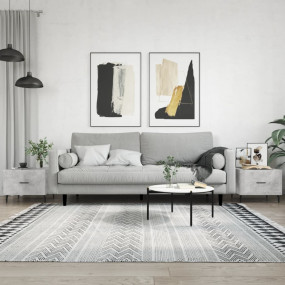 Coffee Table Set of 2 Concrete Gray Engineered Wood Med...