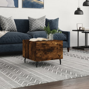 Coffee Table Smoked Oak Engineered Wood, Iron 19.7x19.7...