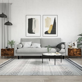 Coffee Table Set of 2 Smoked oak Engineered wood, Iron ...