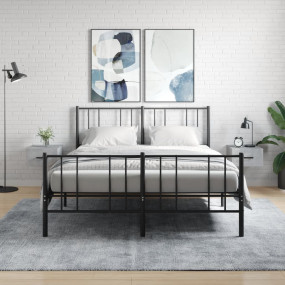 Wall-mounted Bedside Cabinet Set of 2 Concrete grey Eng...