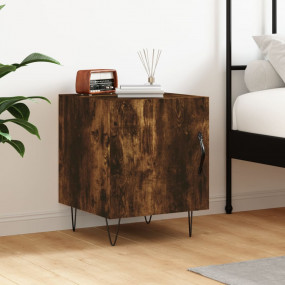Bedside Cabinet Smoked Oak Engineered Wood Compact