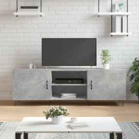 TV Cabinet Concrete Grey Engineered Wood, Iron Large TV...