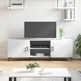 TV Cabinet White Engineered Wood, Iron 59.1 in Width TV...